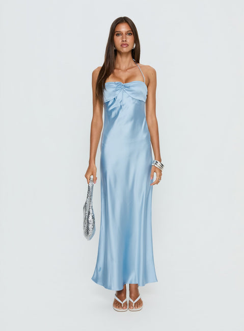 Fireproof Halter Maxi Dress Baby Blue