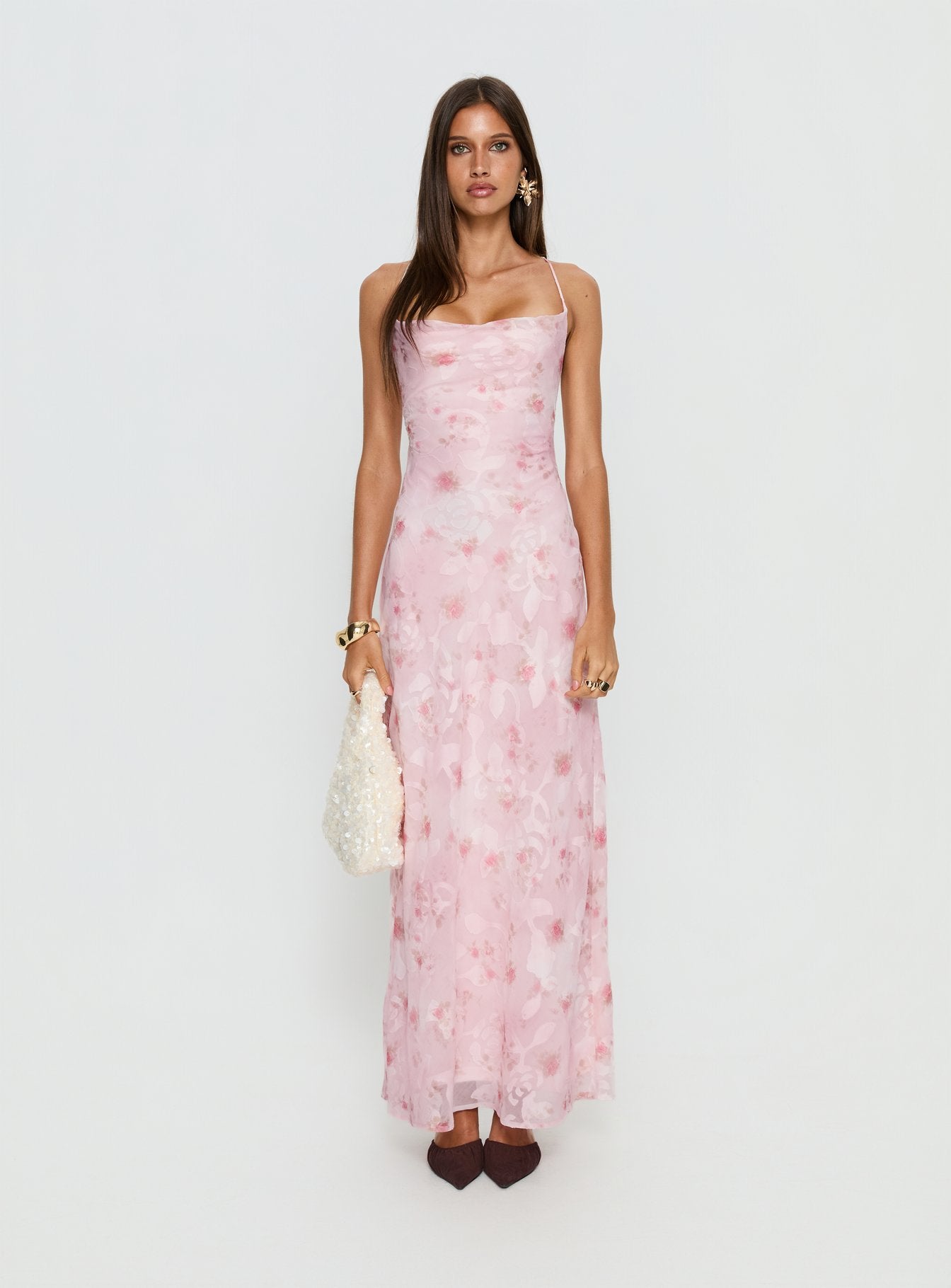 Celena Maxi Dress Pink Floral Burnout