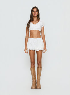 Twin Spirit Broderie Skort White