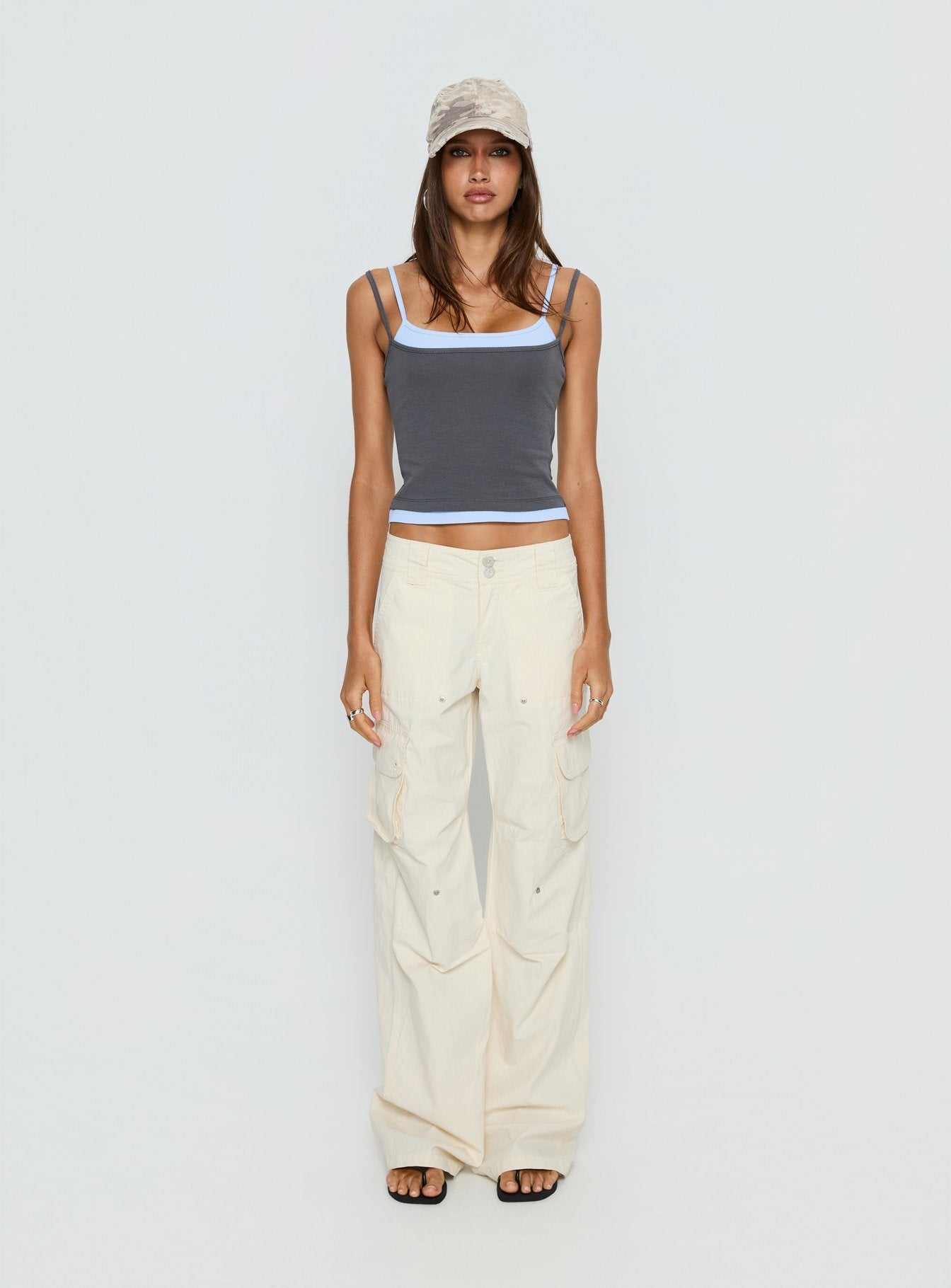 Maeka Layered Jersey Vest Top Grey / Blue