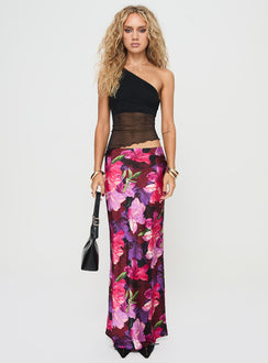   front view of model wearing Princess Polly Joder Maxi Skirt Purple Floral Maxi 