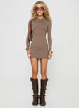 Mini dress Long sleeves, crew neckline Good stretch, unlined 