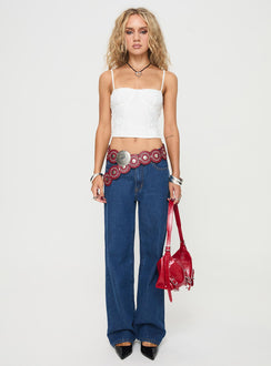 front view of model wearing Princess Polly Vaughn Top White Sleeveless Square Neck 