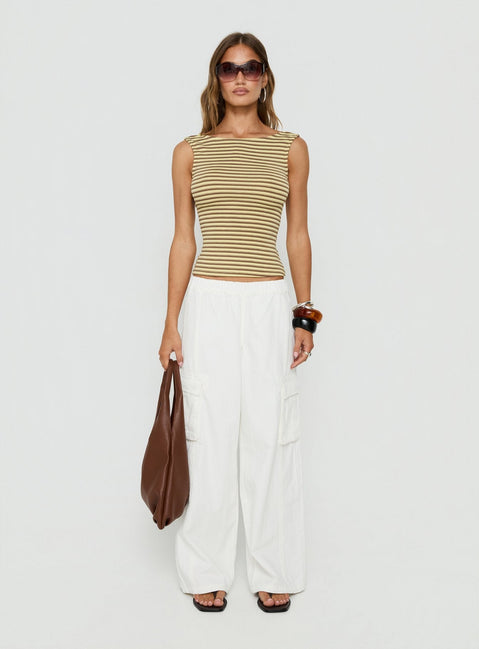 Scarletta Ultra Wide Tie Waist Cargo Trousers White