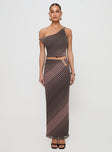   front view of model wearing Princess Polly Whiley Maxi Skirt Multi Stripe Maxi 