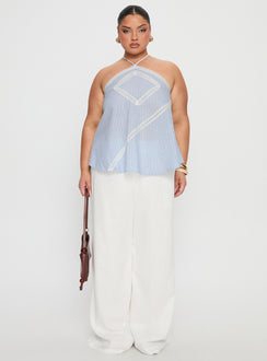front view of model wearing Princess Polly Pedra Wide Leg Pant White Curve High Rise Pants 