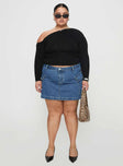 Zakai Cargo Denim Mini Skirt Mid Blue Curve