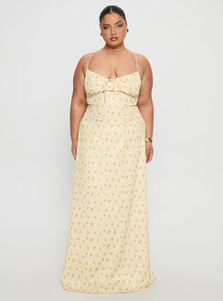 Members Only Maxi Dress Yellow Floral Curve