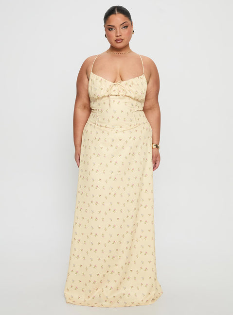 Members Only Maxi Dress Yellow Floral Curve