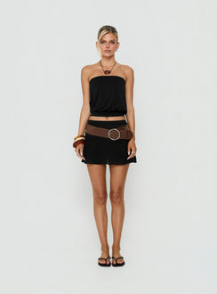 Wryn Bandeau Blouson Top mit Bindedetail Schwarz
