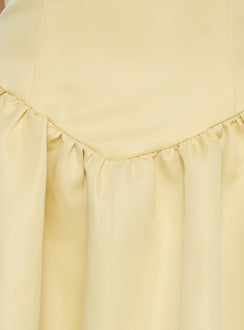 Soft Bloom Drop Waist Strapless Maxi Dress Yellow