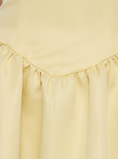 Soft Bloom Drop Waist Strapless Maxi Dress Yellow