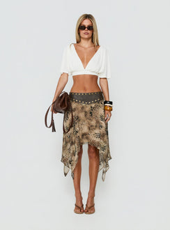 Dark Mirage Asymmetrical Midi Skirt Leopard