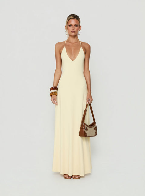 Palmas Halter Maxi Dress Butter Yellow