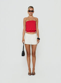 Wryn Strapless Blouson Tie Detail Top Red