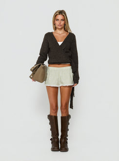 Tonee Wrap Knit Cardigan Chocolate