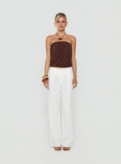 Taleisa Gathered Drape Strapless Top Brown