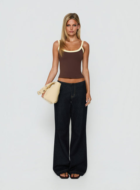 Kasper Cinched Longline Tanktop Espresso / Butter