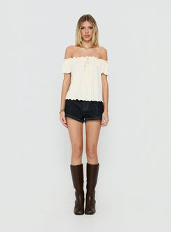 Stars Hollow Babydoll Off Shoulder Top Cream