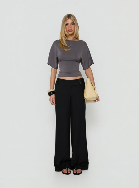Arazia Cinched Short Sleeve Top Charcoal
