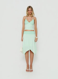 Natabelle Lace Detail Halter Top Mint