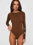 Princes Polly Full Sleeves  Gatewood Long Sleeve Bodysuit Brown