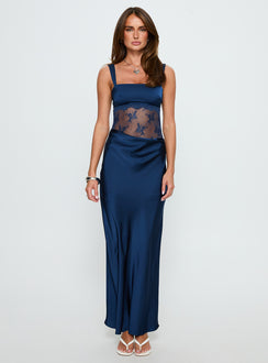 Alynna Lace Drape Maxi Dress Navy