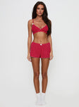 Slow Start Pointelle Sleep Short Red