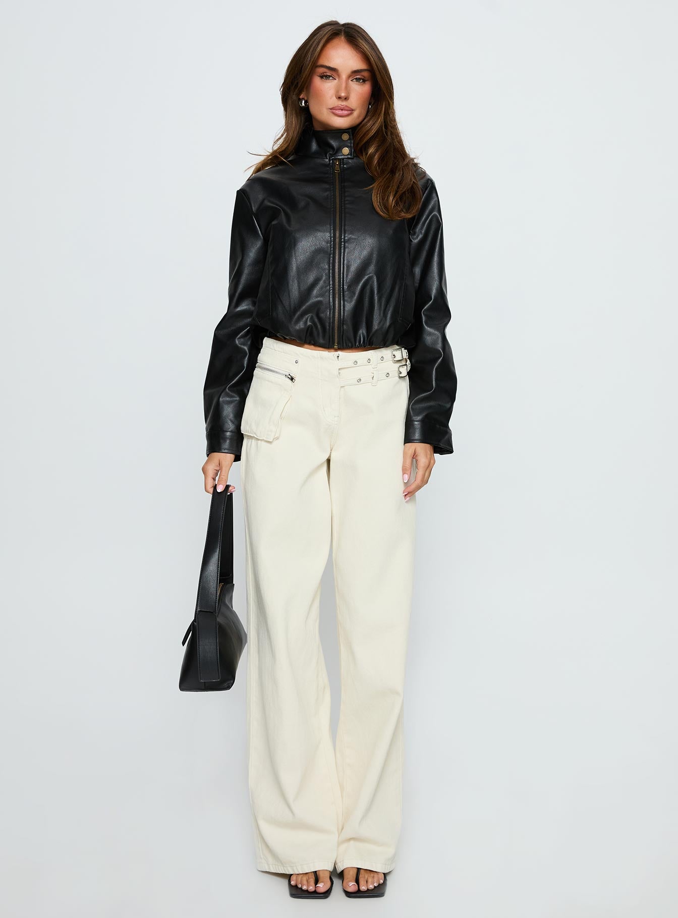 Monay Faux Leather Jacket Black