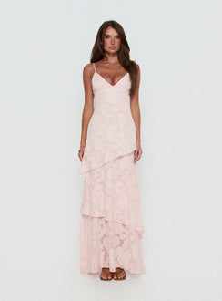 Lyricah Tiered Tie Back Maxi Dress Pink