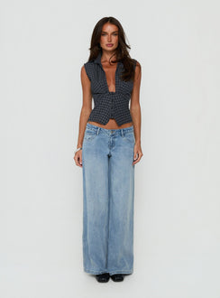 Kambria Cinched Top Navy Check