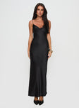 front view of model wearing Princess Polly Marilyn Maxi Dress Black Plunger 