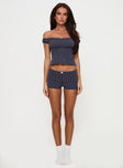 Drift Away Off The Shoulder Sleep Set Navy Dot