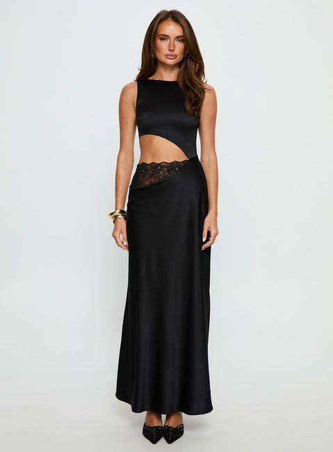 Lareina Cut Out Lace Maxi Dress Black