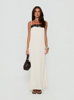Daesa Lace Maxi Dress Cream / Black