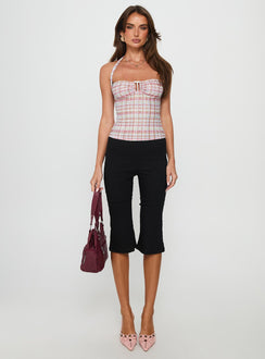 Isabetta Halter Top Pink Check