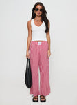 side view of model wearing Princess Polly Beach House Pants Red Gingham High Waisted Pants 