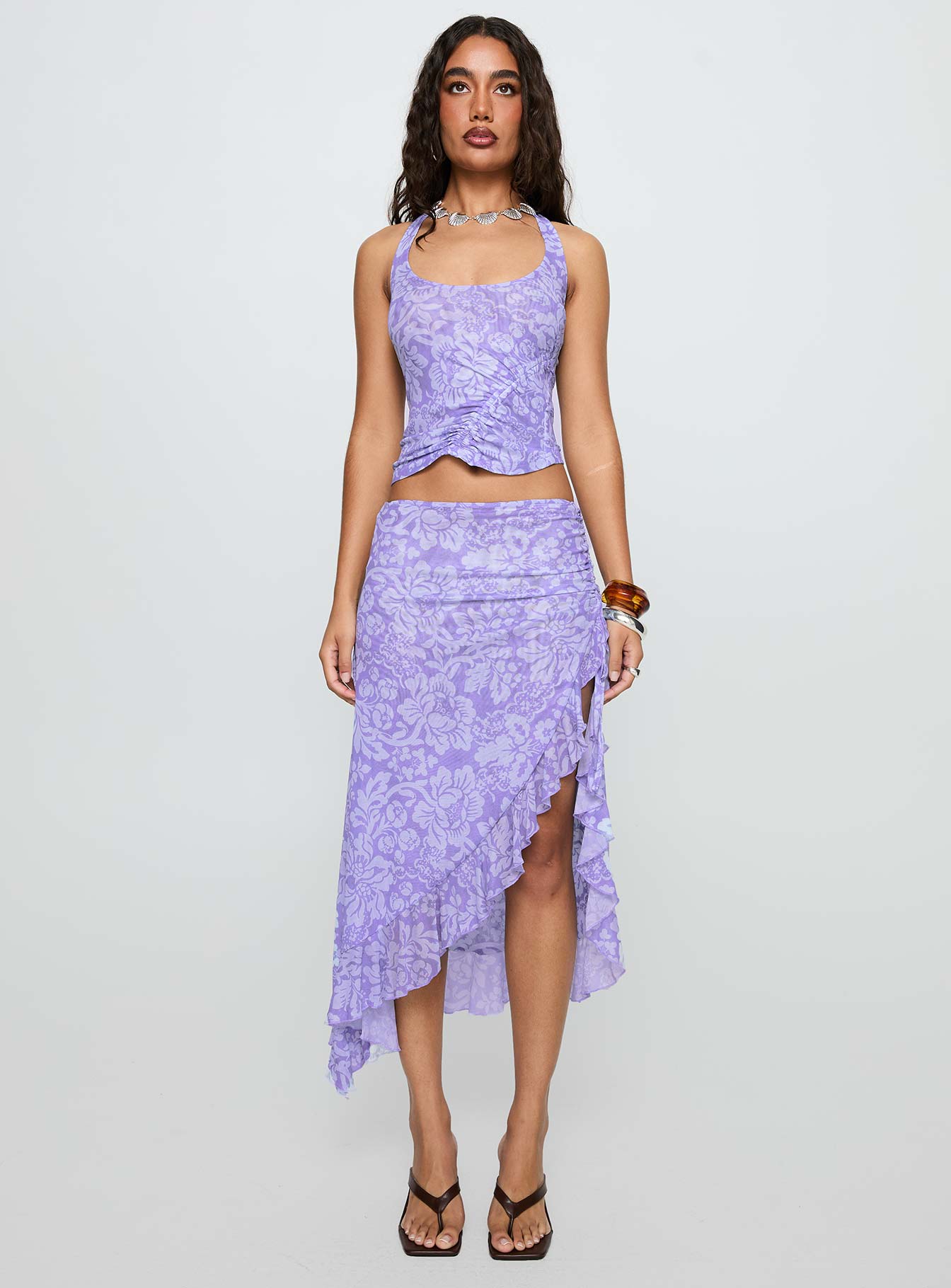 Rains And Pours Mesh Set Purple Floral