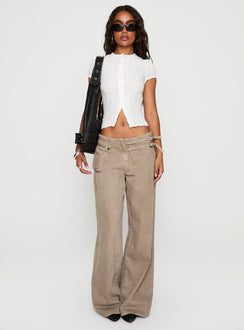 front view of model wearing Princess Polly Suzu Textured Top White Sleeveless Crew Neck 