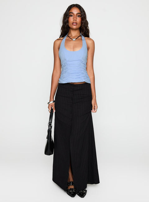   front view of model wearing Princess Polly Livie Maxi Skirt Black Maxi 