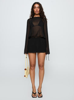 Get Closer Backless Playsuit Black