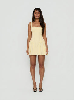 Lelouise Tie Back Mini Dress Butter Yellow