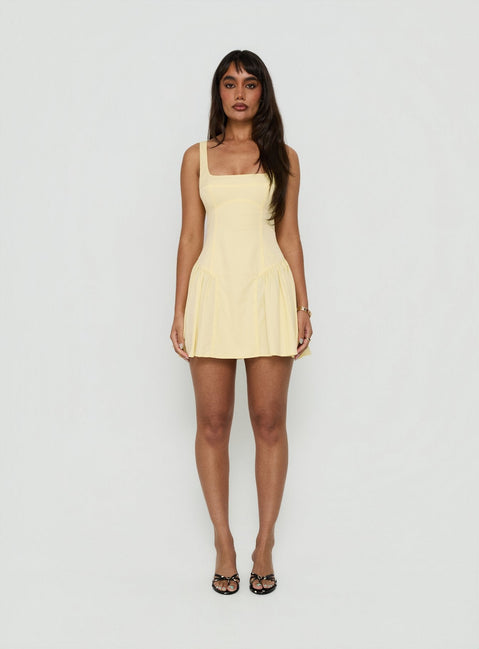 Lelouise Tie Back Mini Dress Butter Yellow