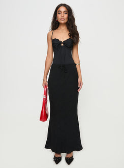 side view of model wearing Princess Polly Monument Bodysuit Black Sleeveless Sweetheart 