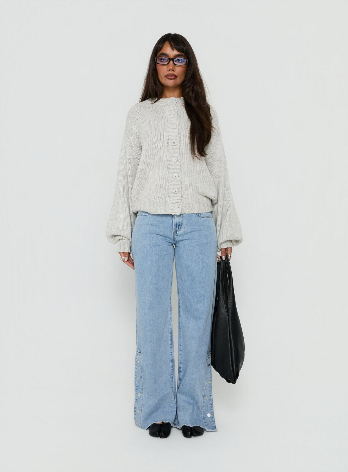 Edern Cardigan Hellgrau meliert