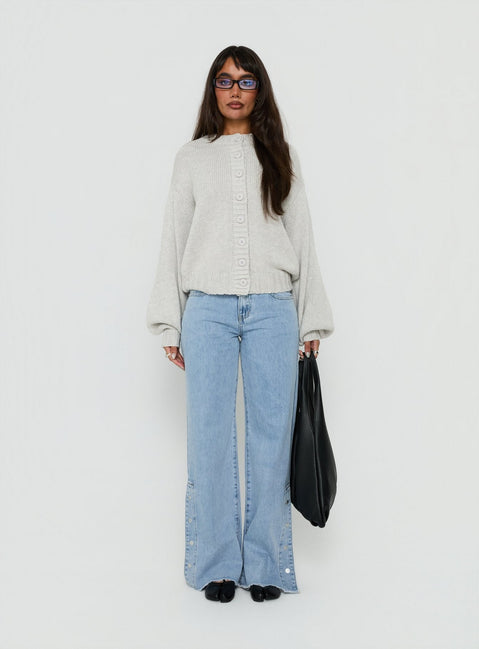 Edern Cardigan Hellgrau meliert