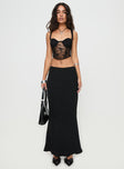 Black Lace crop top Adjustable shoulder straps, sweetheart neckline, curved hem