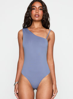 front view of model wearing Princess Polly Catch Up Bodysuit Blue Sleeveless 