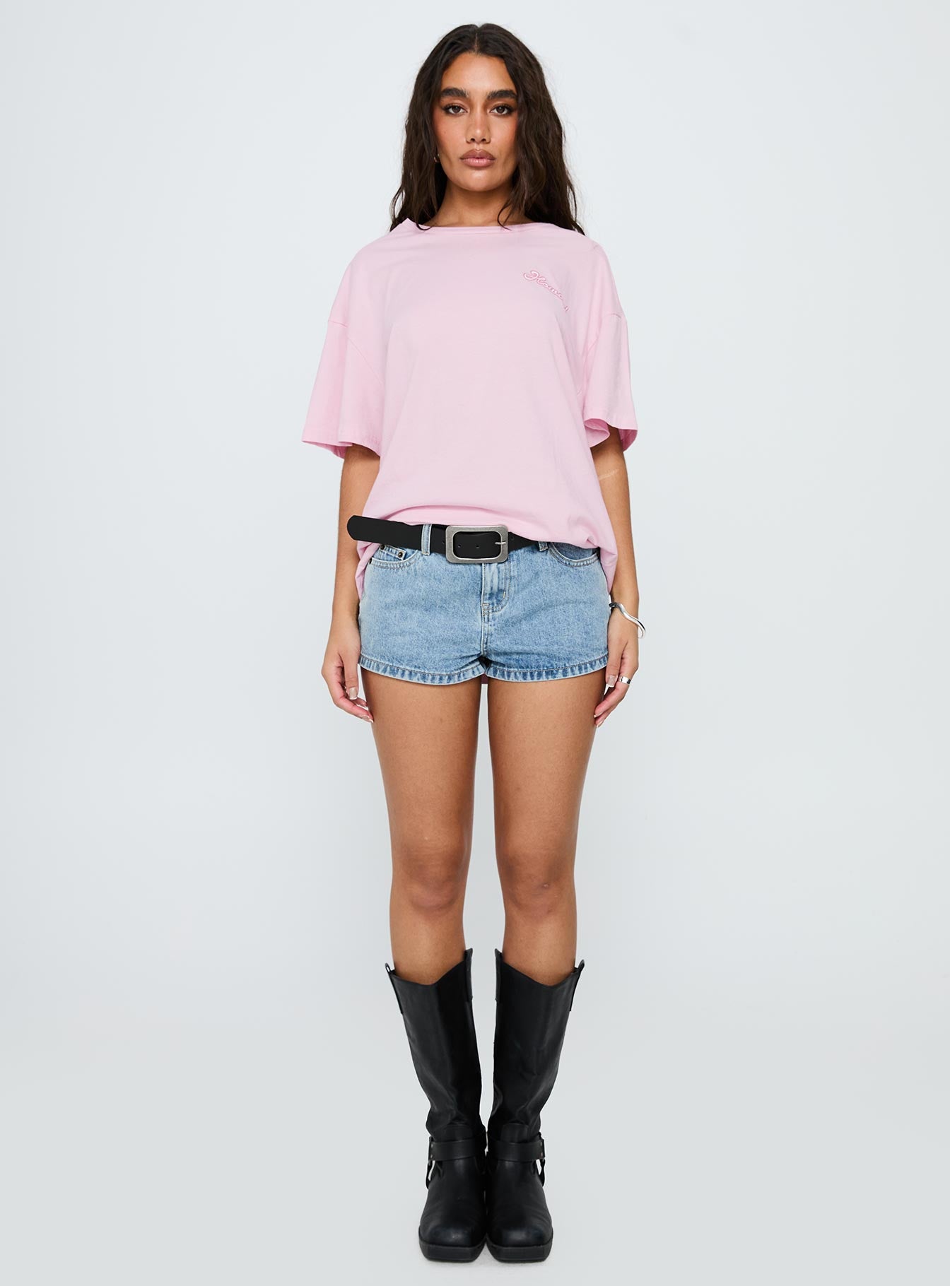 Howdy Partner Oversized Graphic Tee Pink