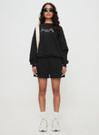 Black Graphic print sweatshirt Crew neckline, drop shoulder